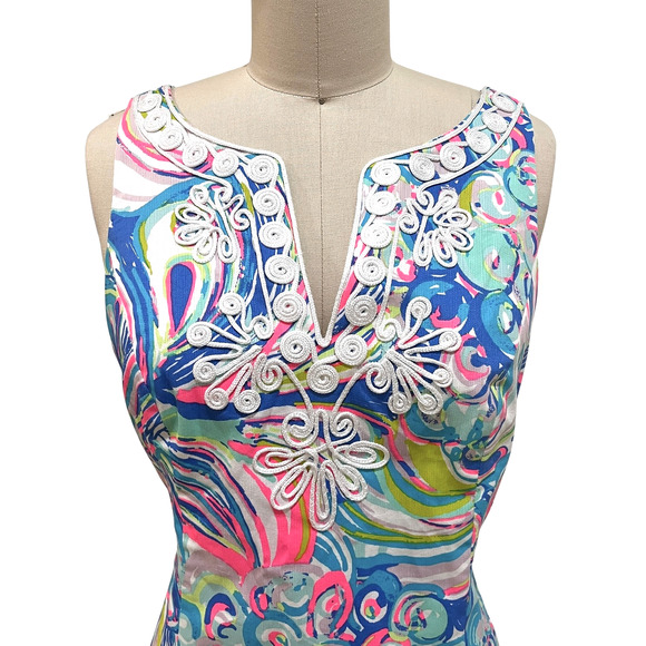 Lilly Pulitzer Dress Womens 4 Gabby Sleeveless Sheath Embroidered Trim - Picture 4 of 9